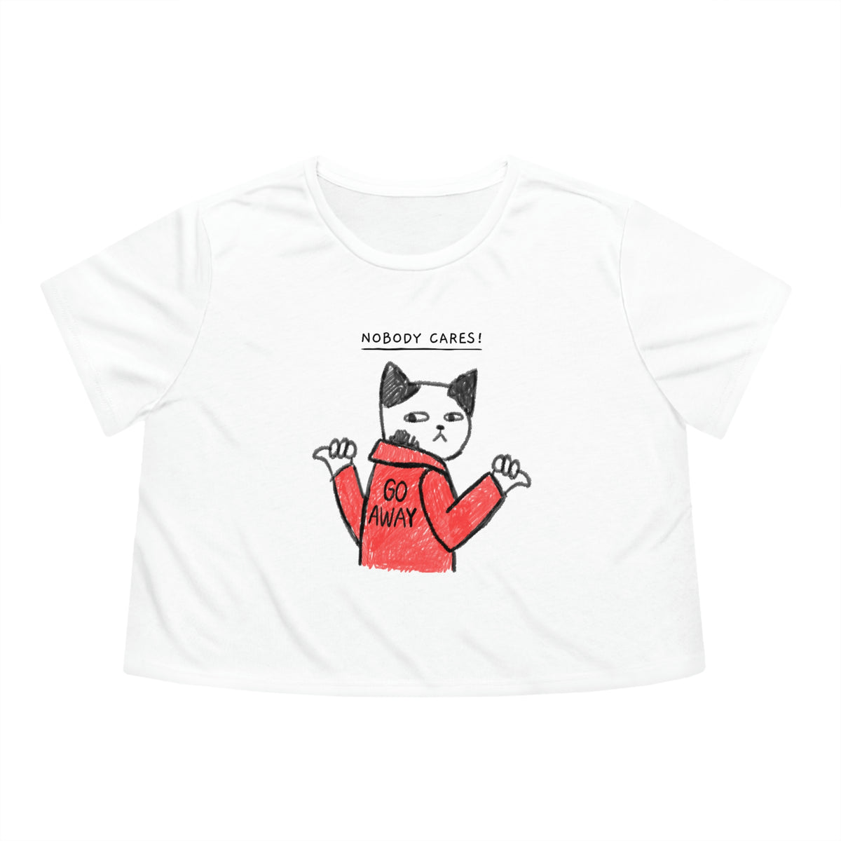 Nobody Cares, Go Away Cat Crop Tee