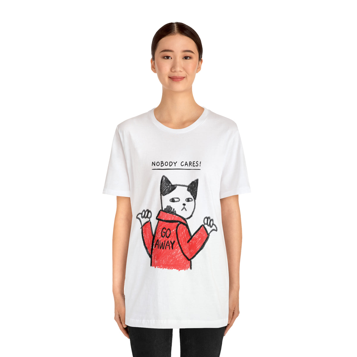 Nobody Cares, Go Away Cat Mens Tee